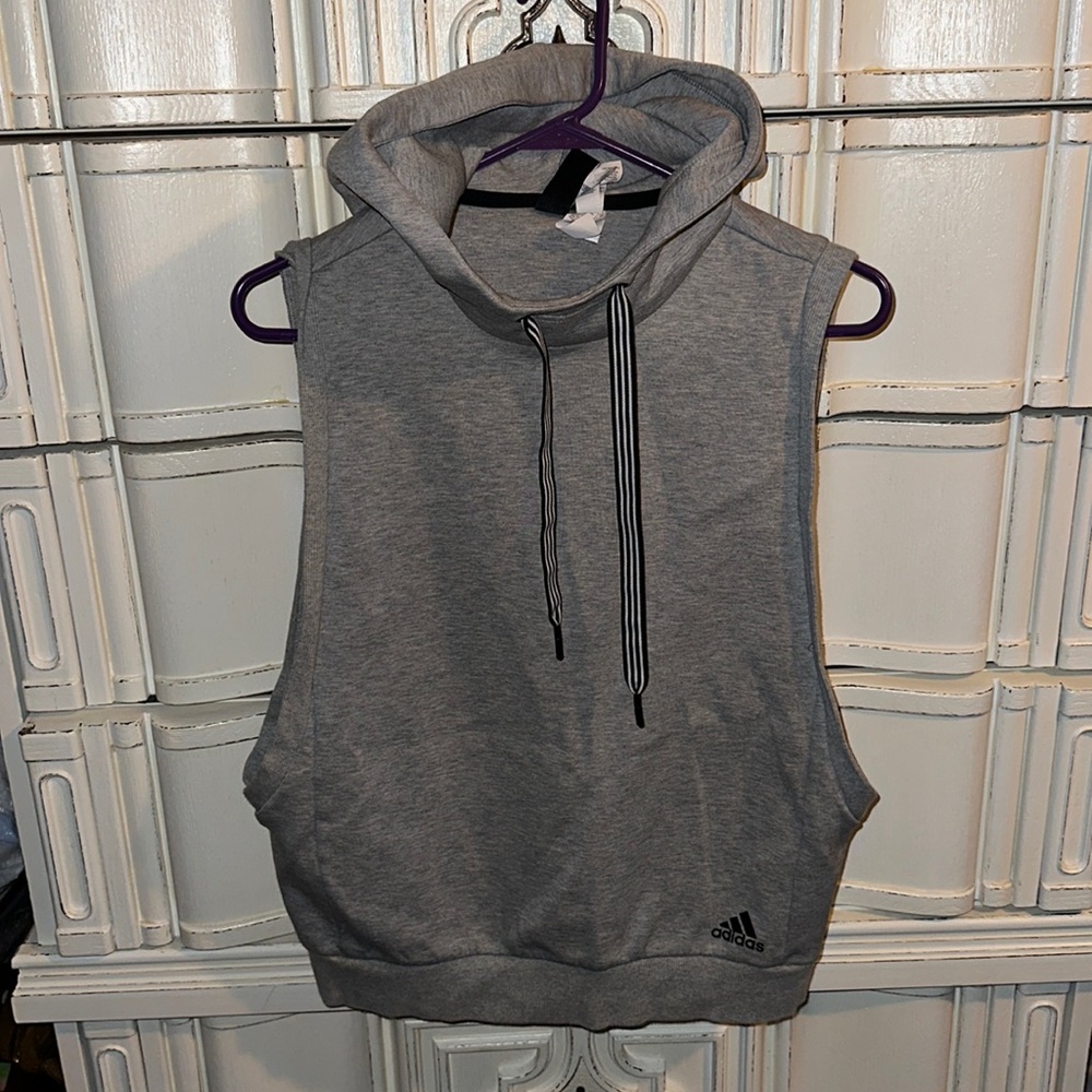 Adidas hooded cutoff sweatshirt